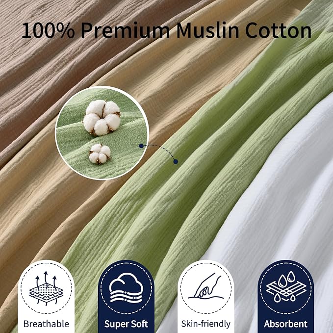 NESTALLY Cocoon Muslin Swaddle Blankets 4 Pack, Sage Green & Neutral | 100% - Image 5