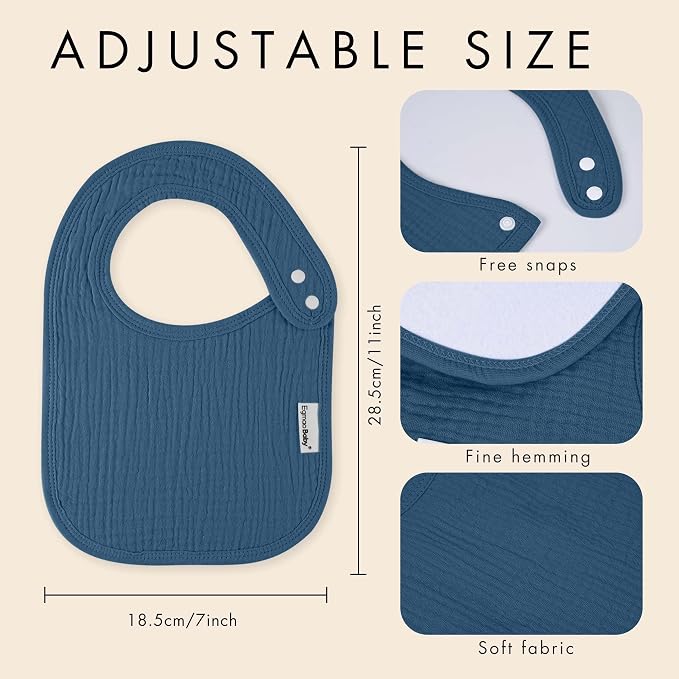 Muslin Baby Bibs for Drooling and Teething, Bibs for Boys Girls | Soft Cotton - Image 6