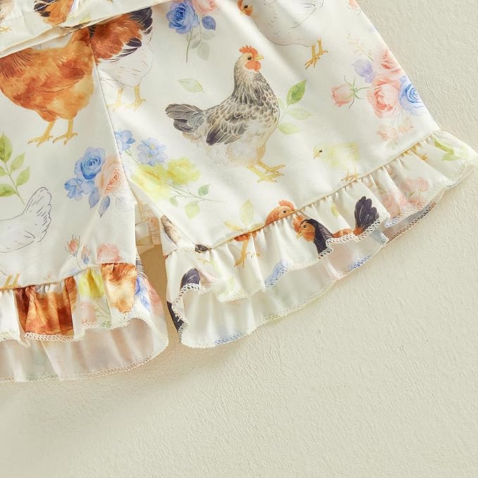 Kuriozud Toddler Baby Girl Pajamas Set Summer Floral Short Sleeve Button Down - Image 9