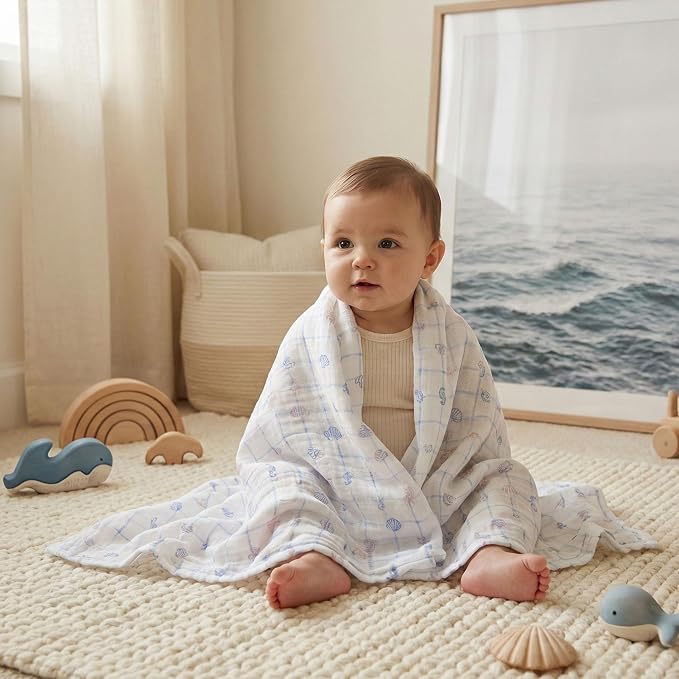 GLLQUEN BABY Muslin Swaddle Blankets 4Pk Receiving Blanket Large 35" x 40" | - Image 9