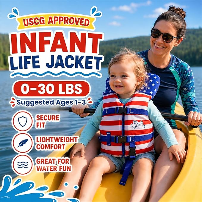 Dark Lightning USCG Approved Infant Life Jacket 0-30 lbs, Toddler Swim Vest and - Image 7