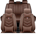 Leather Car Seat Covers Fit for LR LR4 2009-2016, 5 Seater Waterproof and Wear-Resistant Seat Cover Interior Accessories(Full Set with Pillow,Coffee)
