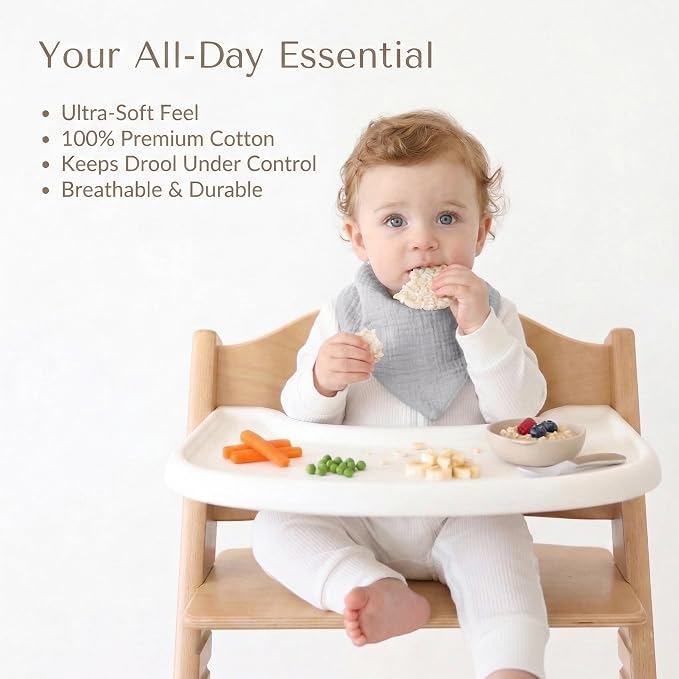 Konssy 10 Pack Baby Muslin Bandana Bibs - Image 6