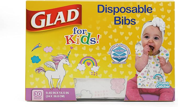 Glad for Kids Disposable Paper Bibs & Crumb Catcher, 30 Ct, 24-Pk | Absorbent - Image 8