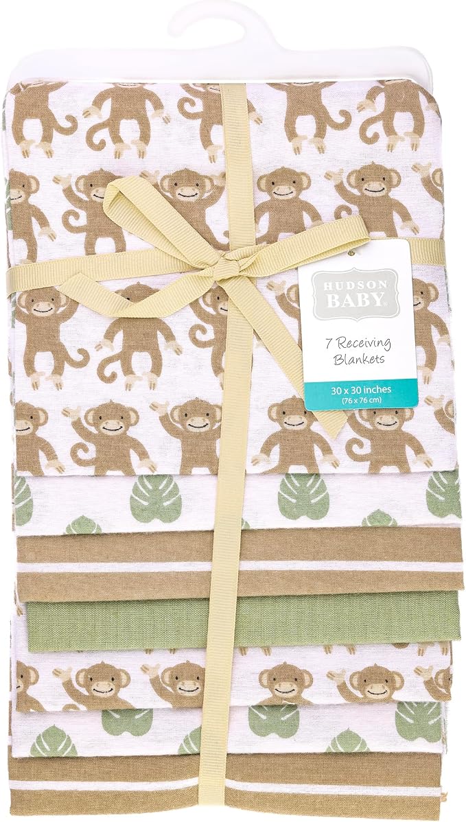 Hudson Baby Infant Boys Cotton Flannel Receiving Blankets 7-Pack Bundle - Image 2
