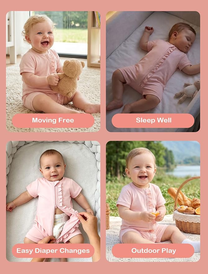 JunNeng Viscose from Bamboo Baby Sleeper, Short Sleeve Romper Jumpsuit | 2 Way - Image 6
