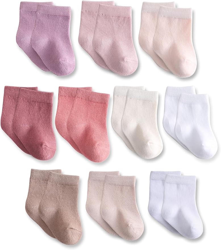 Baby Crew Socks, Cotton Rich Newborn Fit 0–3/3–6/6–12 Months by Unknown