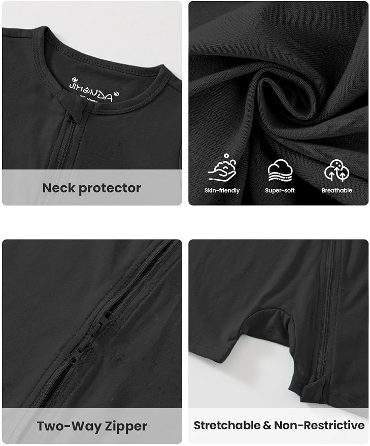 Jimonda Baby Romper Short Sleeve 2-Way Zipper Pajamas Cotton | 2-Pack, One Piece - Image 5