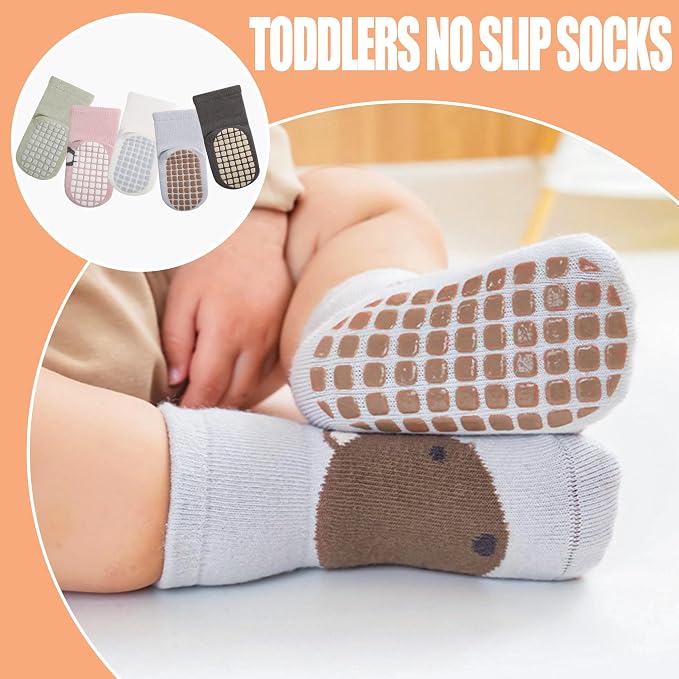 TRUEHAN 5 Pairs Toddler Non Slip Socks - Image 4