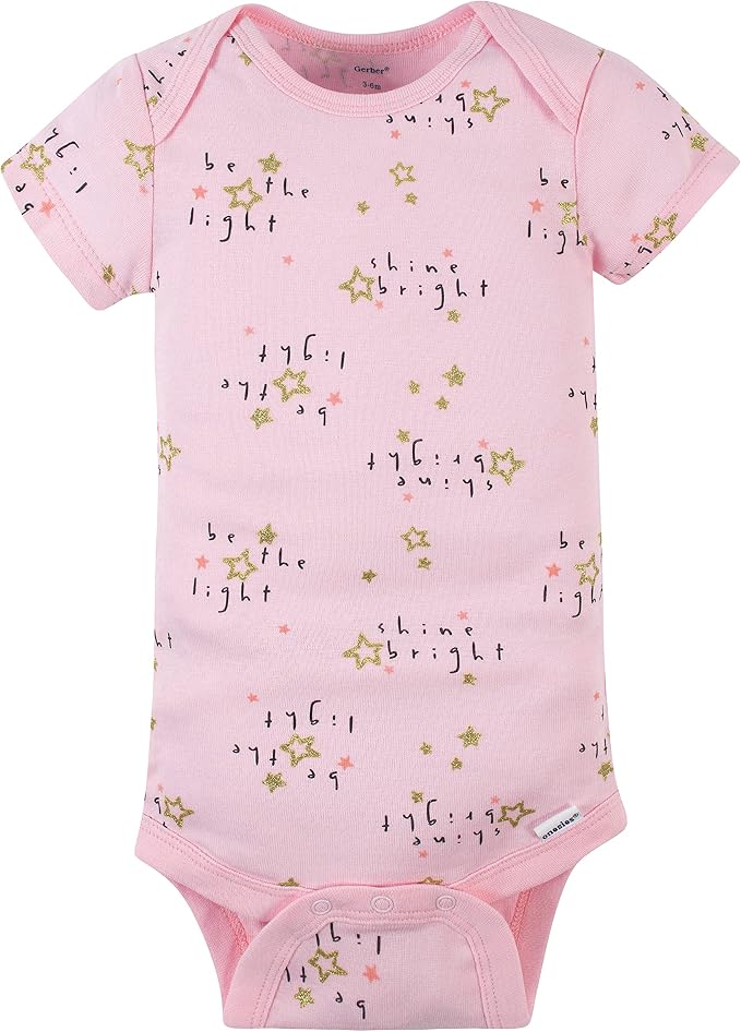 Gerber Baby Girls 4-Pack Short Sleeve Onesies Bodysuits - Image 4