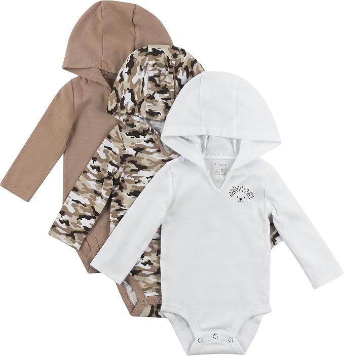 Hanes Baby Long Sleeve Bodysuit, Ultimate Bodysuit Hoodie Boys & Girls by Hanes