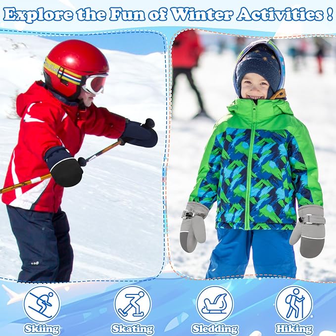 Sarfel Toddler Mittens Waterproof Toddler Gloves Baby Winter Mittens Toddler - Image 4