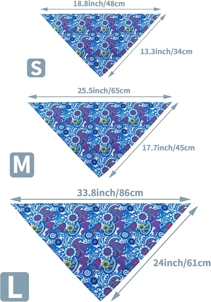 7 PCS Small Dog Bandanas Paisley Hemming Seam Edge Dog Bandana - Image 2
