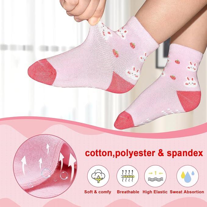 SkiBeaut Baby Toddlers Girls Socks, 12 Pairs Non Slip Kids Grips Toddler Grippy - Image 3