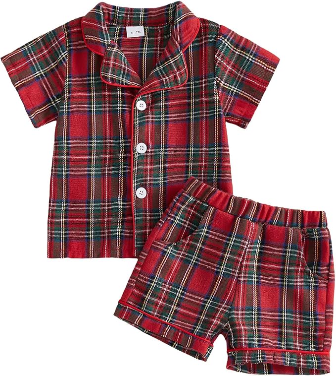 Kuriozud Toddler Baby Girl Pajamas Set Summer Floral Short Sleeve Button Down by Kuriozud
