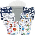 wegreeco Cloth Diapers 6 Pack with 6 Inserts & 1 Wet Bag, Washable Cloth Diapers for Babies, One Size Adjustable Reusable (Cool Animals)