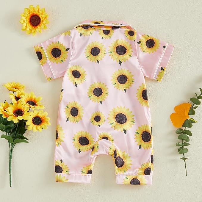 Kuriozud Baby Girl Boy Romper Pajamas Onesie Short Sleeve Button Down Pjs - Image 6