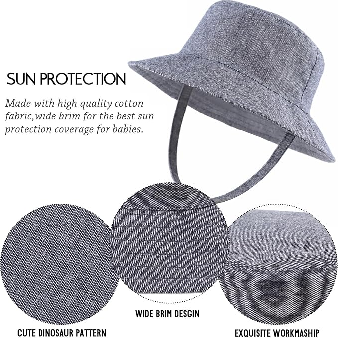JANGANNSA Dinosaur Baby Boys Sun Hat Cotton Toddler Girls Bucket Hats Summer - Image 4