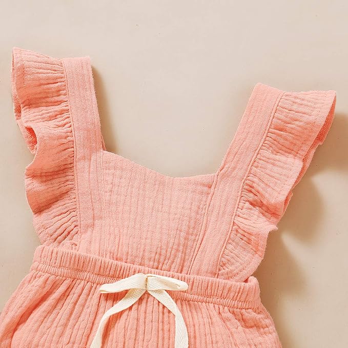 YOUNGER TREE Toddler Baby Girl Ruffled Sleeveless Romper Casual Summer Jumpsuit - Image 4