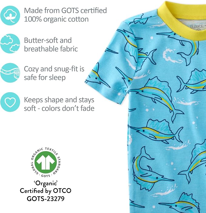 Butterblu Shade Snug-fit 2-Piece Short Sleeve PJs 100% Organic Cotton - Image 5