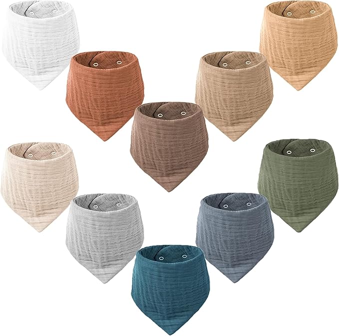 Konssy 10 Pack Baby Muslin Bandana Bibs by Konssy