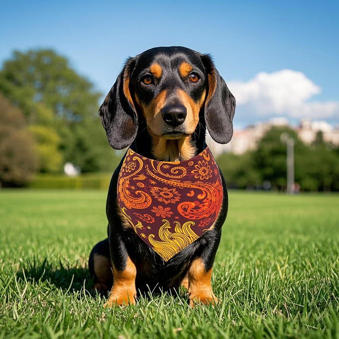 7 PCS Small Dog Bandanas Paisley Hemming Seam Edge Dog Bandana - Image 6