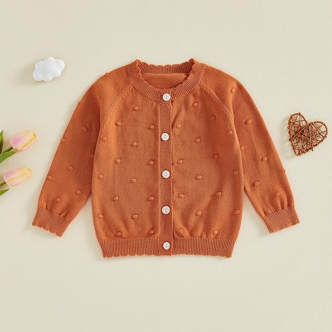 Baby Girl Cardigan Long Sleeve Button Up Sweater Toddler Girl Fall Outfits - Image 3