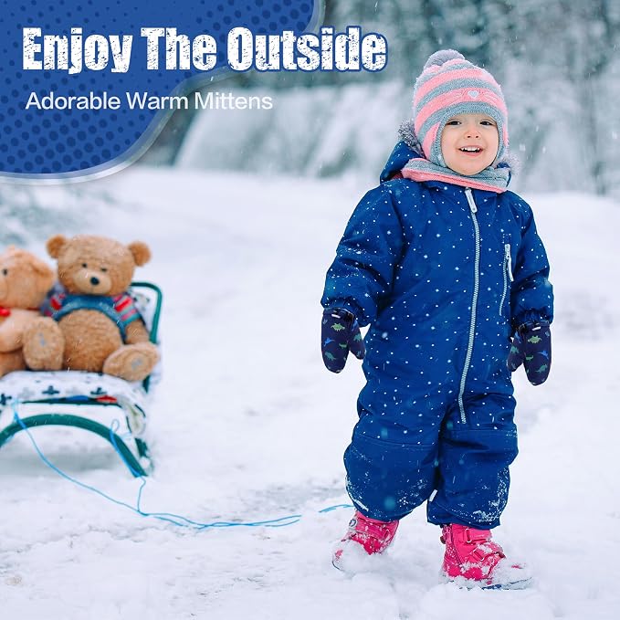 Toddler Mittens Lined Fleece Snow Gloves - Image 5