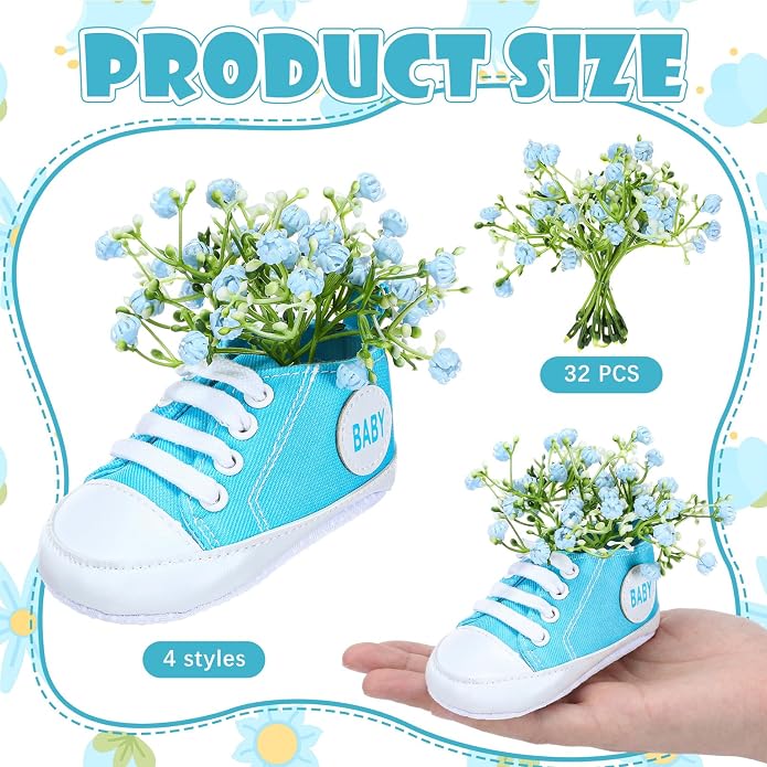 Glitopper 4 Set Baby Shower Table Decorations Booties Bulk - Image 3