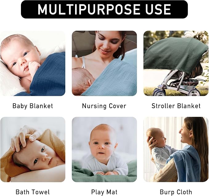 Muslin Swaddle Blankets for Newborn, 3 Pack Breathable Soft Receiving Blanket - Image 6