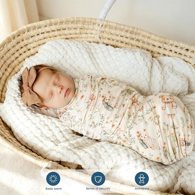 3-Pack Ultra Soft Stretchy Jersey Knit Baby Swaddle Blankets, 33x44 | Snug - Image 4