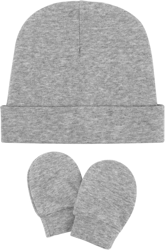 BQUBO Baby Hats and Mittens Infant Cotton Beanie Gloves No Scratch Set Newborn - Image 7