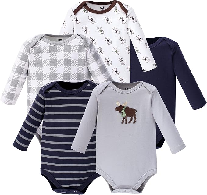 Hudson Baby baby-boys Cotton Long-sleeve Bodysuits 5-pack by HudsonBaby
