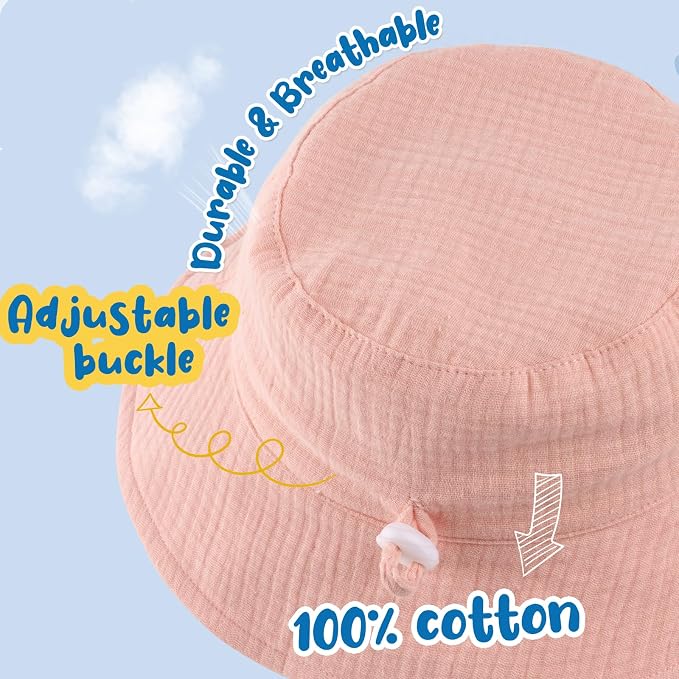 Muslin Baby Sun Hat Sun Protection Baby Toddler Bucket Hats - Image 2