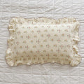 BuLuTu Double Layers Muslin Cotton Pillowcase King Size Vintage Floral Print Pillow Case Teens Girls Women Ruffled Pillow Cover, Envelope Closure, 20x36 inch, 1 Piece, Azalea