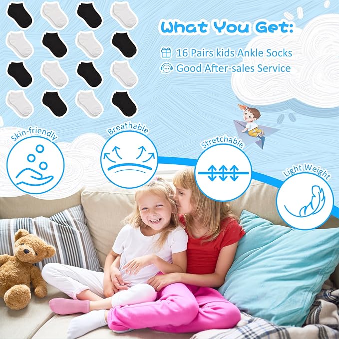 Toddler Socks, 16 Pairs Low Cut Ankle Socks - Image 7