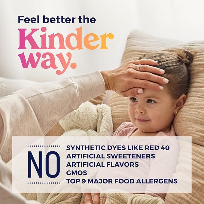 KinderMed Kids' Daytime Cough & Congestion Medicine, for Ages 4-11 Years, No Dyes, No Artificial Flavors, No Artificial Sweeteners, Vegan, Non-GMO, Gluten Free, Organic Berry Flavor (4 Fl Oz)