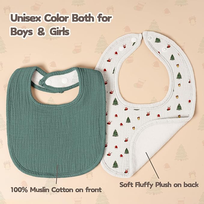Susurration Muslin Baby Drool Bibs 6Pack Soft Square Adjustable Baby Bandana Bibs for Unisex Girls & Boys