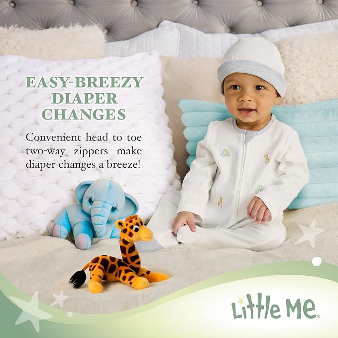 Little Me Clothes for Baby Boys' 100% Cotton Scratch-Free Tag Footie Sleeper - Image 4