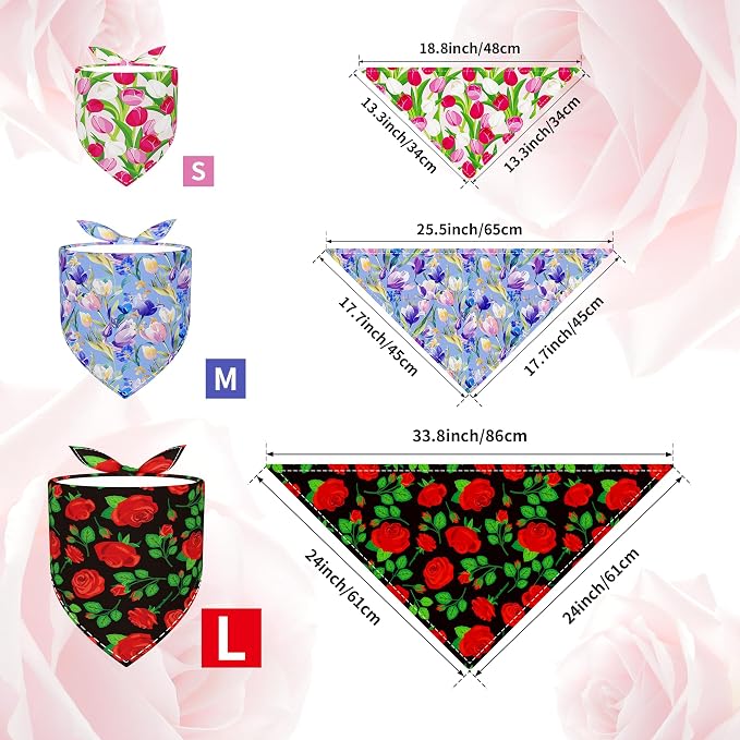 7 Pack Spring Dog Bandanas for Large Dogs Breed 33 Inch XL Summer Flowers Dog - Image 2