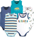 Hudson Baby Basics Unisex Baby 5-Pack Sleeveless Baby Bodysuits by HudsonBaby