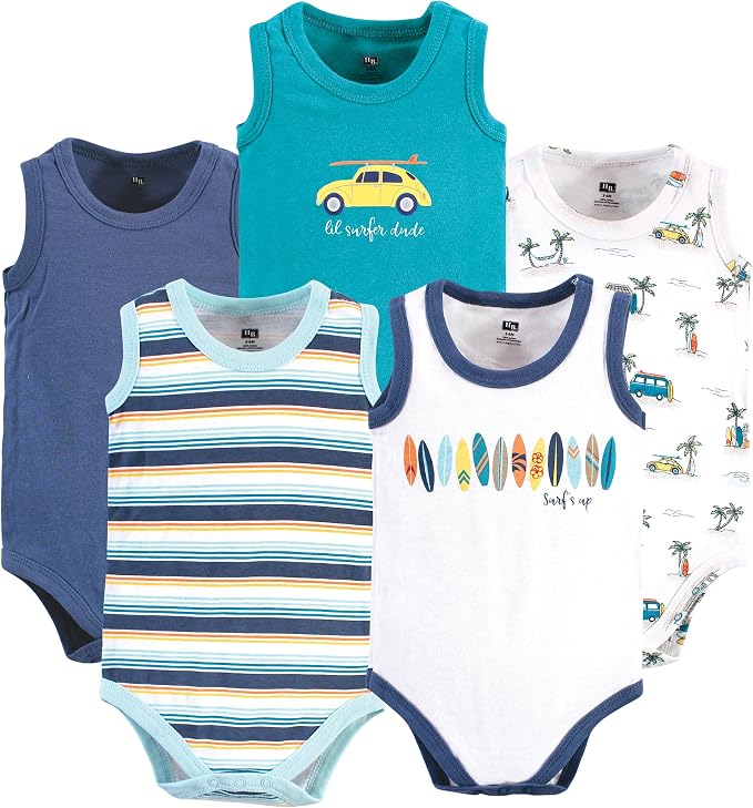 Hudson Baby Basics Unisex Baby 5-Pack Sleeveless Baby Bodysuits by HudsonBaby