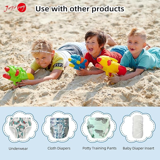 Joyo roy 6Pcs Waterproof Cloth Diaper Cover Reusable Plastic Underwear for Toddlers Baby Diaper Covers for Boys Leak Proof Rubber Underwear for Potty Training Plastic Training Pants for Toddlers 1T