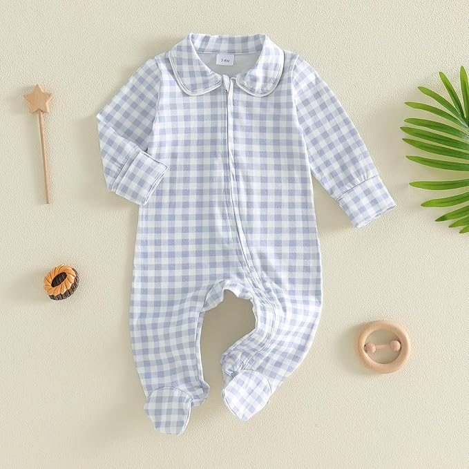 Seyurigaoka Newborn Baby Boy Girl Romper Long Sleeve Zipper Jumpsuit - Image 4