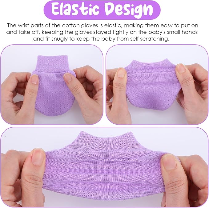 8 Pairs Newborn Infant Toddler Mittens, Elastic Cotton No Scratch Newborn Baby - Image 4