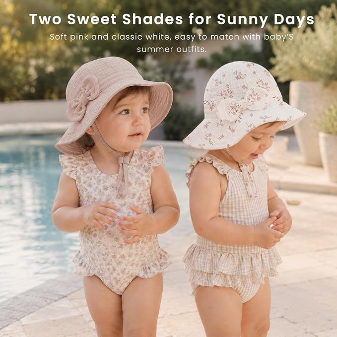 Konssy 2-Pack Muslin Baby Sun Hats - Image 4