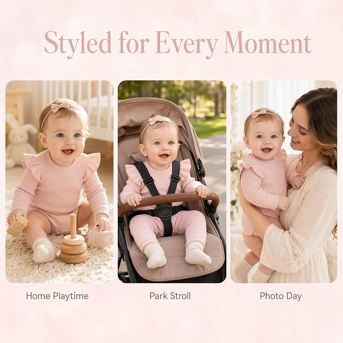 Baby Girl Knit Ruffle Outfit Clothes Ribbed 100% Organic Cotton Solid Color - Image 7