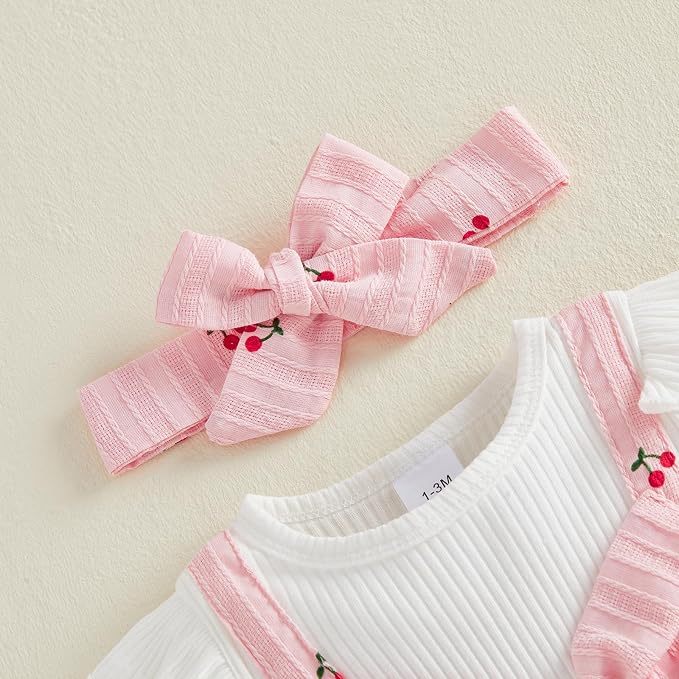 YINGISFITM Newborn Baby Girl Summer Clothes Short Sleeve Bubble Romper Bow - Image 7