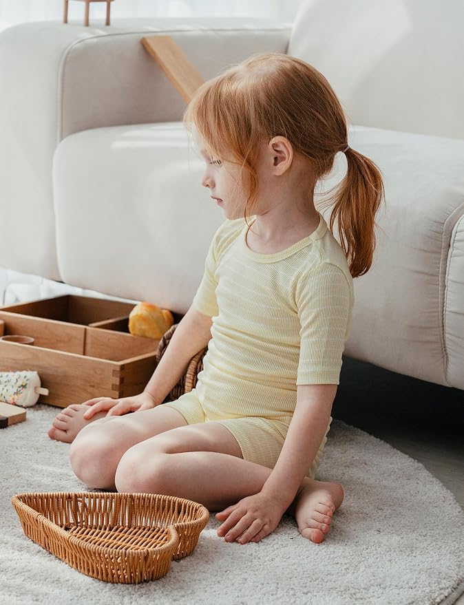 AVAUMA Stripe Pattern Baby Boys Girls Pajama Set Kids Toddler Snug fit Ribbed - Image 3