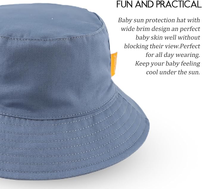 JANGANNSA Cotton Baby Sun Hat Infant Toddler Boys Girls Bucket Hats Summer Sun - Image 3